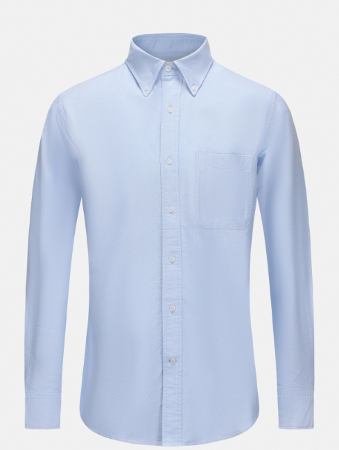 Blue Cotton Oxford Button-Down Dress Shirt