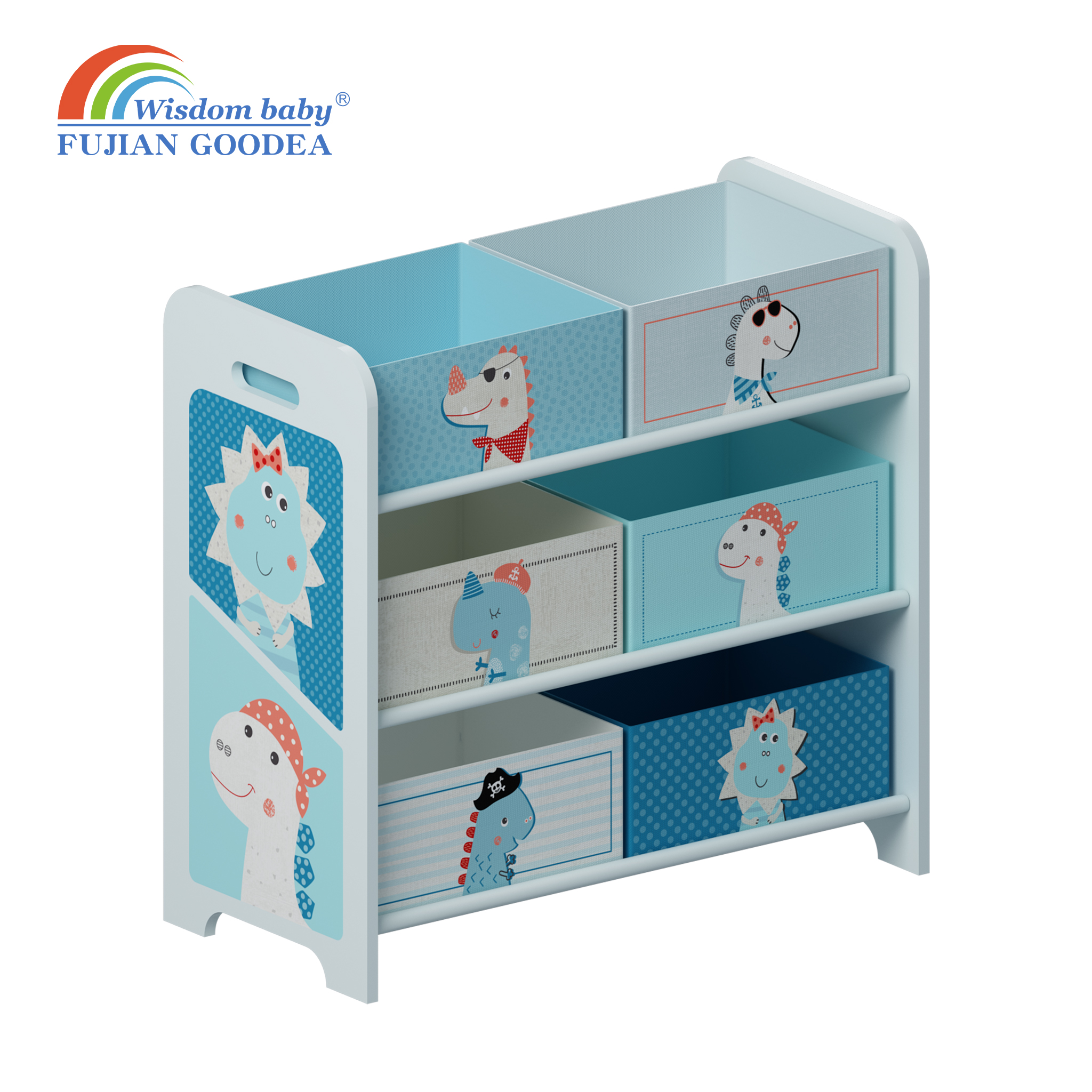 Dinosaur-themed Fabric Drawer Storage Rack for Kids