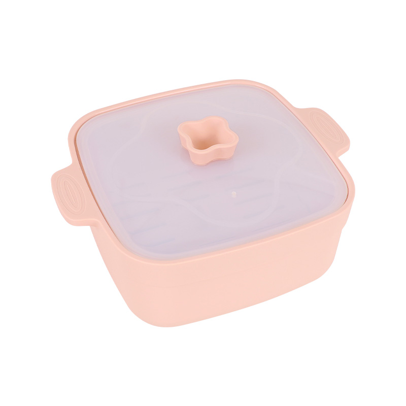 KASU LP205 1L Silicone Square Pot With Lid Steamer Layer