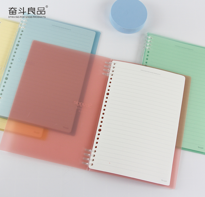 Light color sereis soft PP cover 8 holes loose leafnotebook