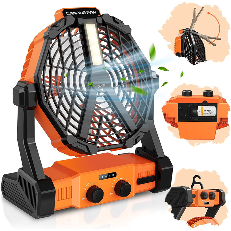 Portable Fan Rechargeable 8000mAh Cordless Battery Powered Fan with LED Lantern Camping Fan