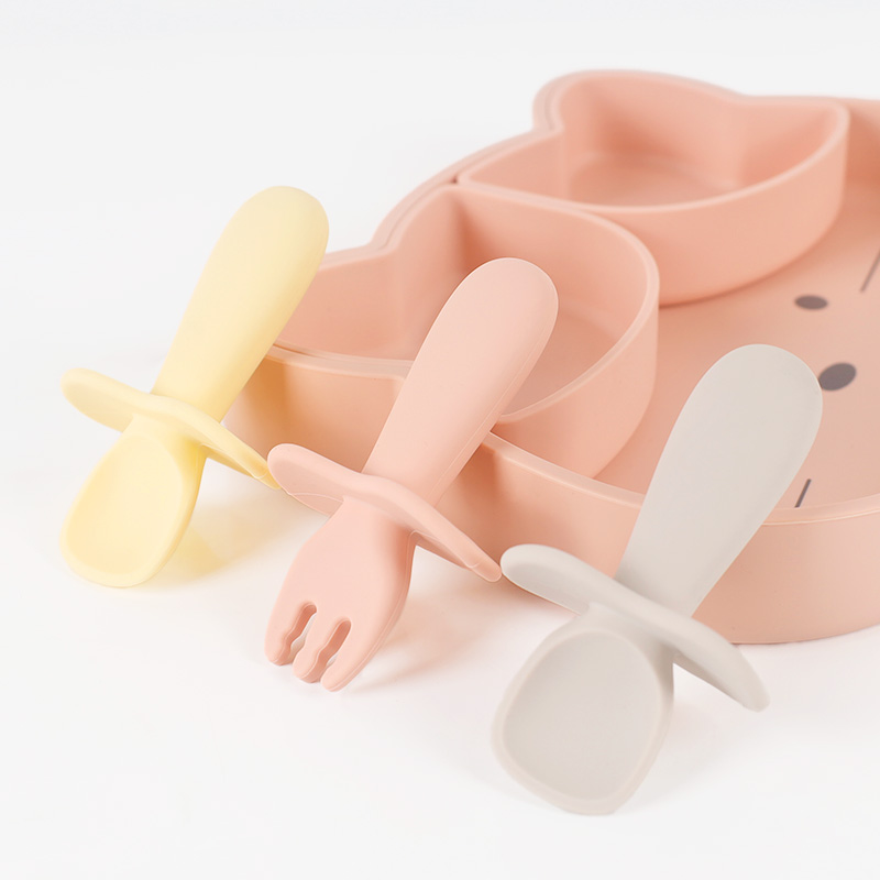 KASU EP030 Silicone Baby Eating Training Fork Spoon
