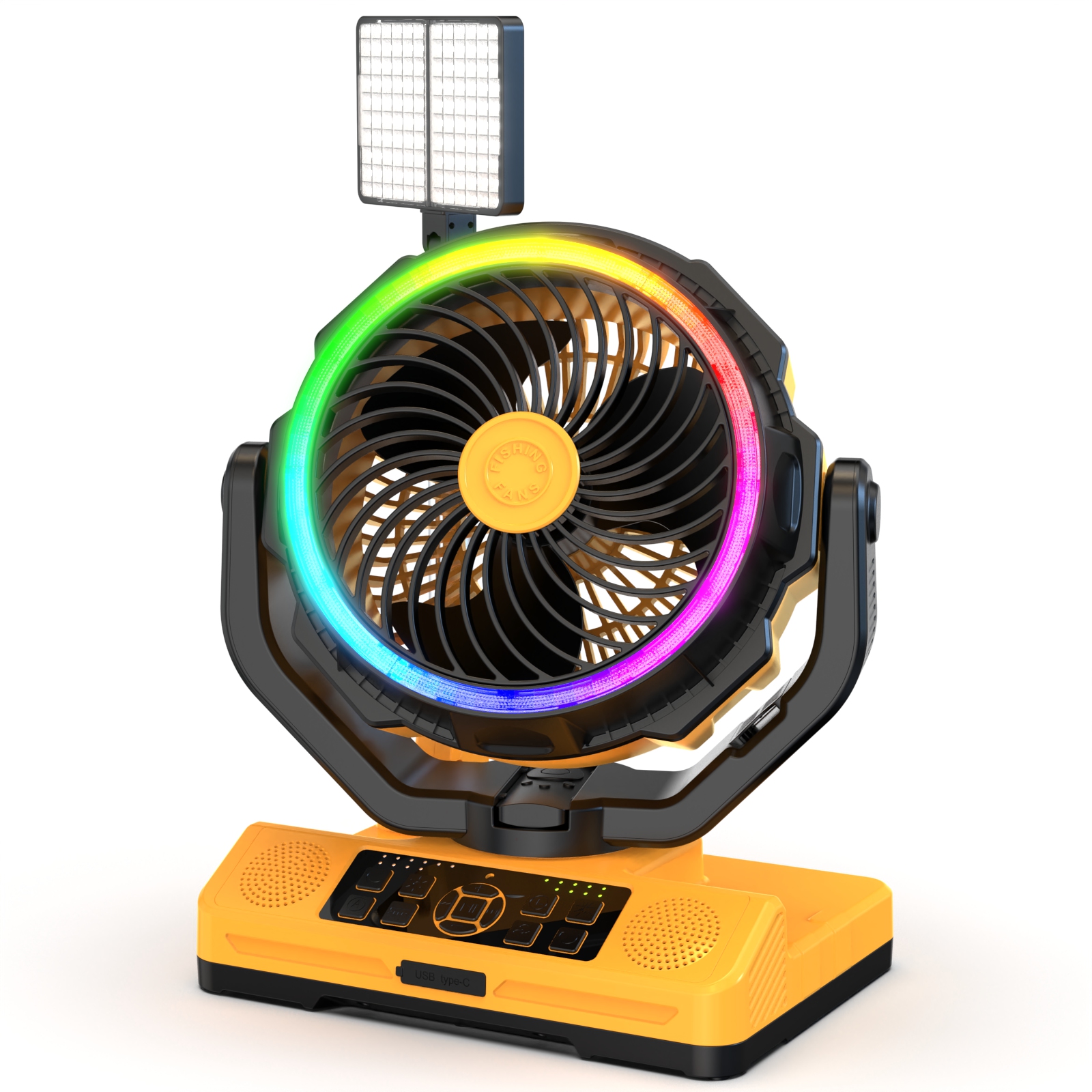 20000mAh Camping Fan Rechargeable Battery Operated Fan with Light & Hook Outdoor Fishing Fan