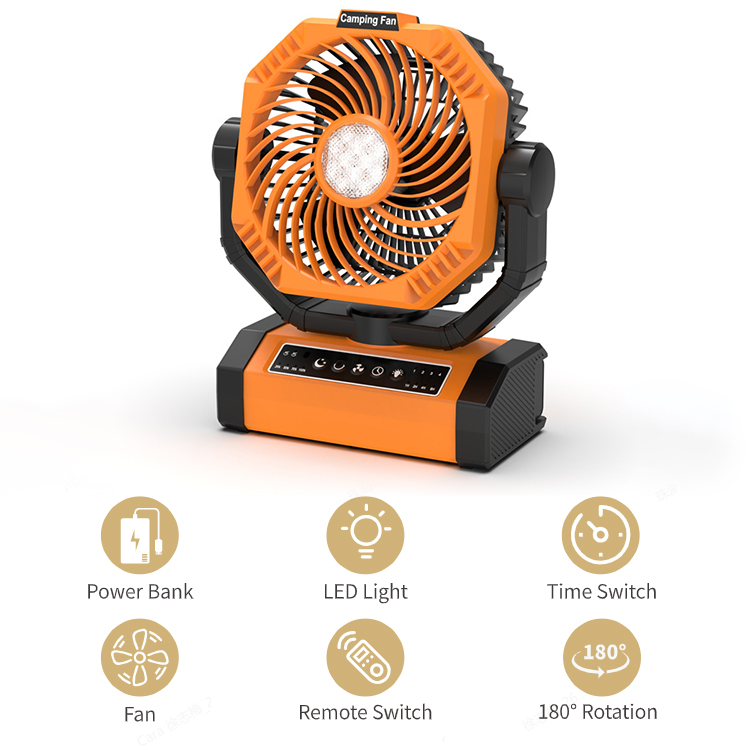 Portable Rechargeable Fan Camping Tent Fan 8000mAh Battery Operated Auto Oscillation Cordless Fan