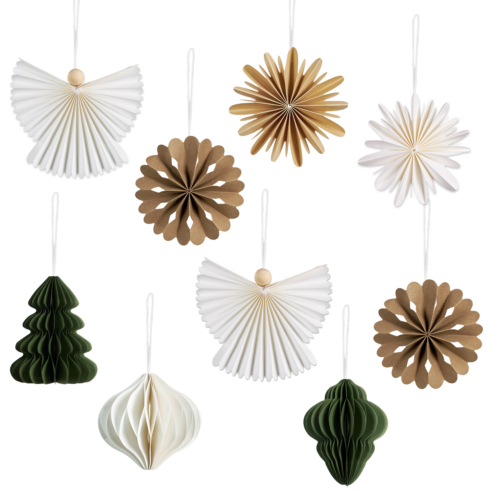 Paper Ornaments for Christmas Tree, 9pcs Paper Snowflakes Hanging Wall Decor,3D