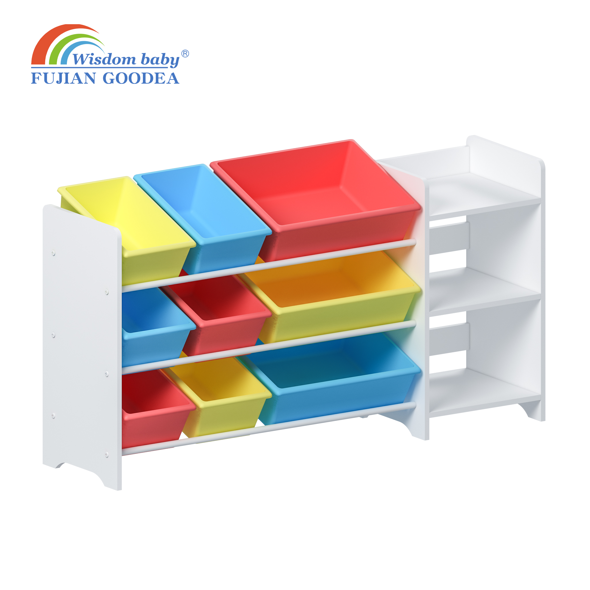 Children's Toy Shelf Storage with 9 Buckets