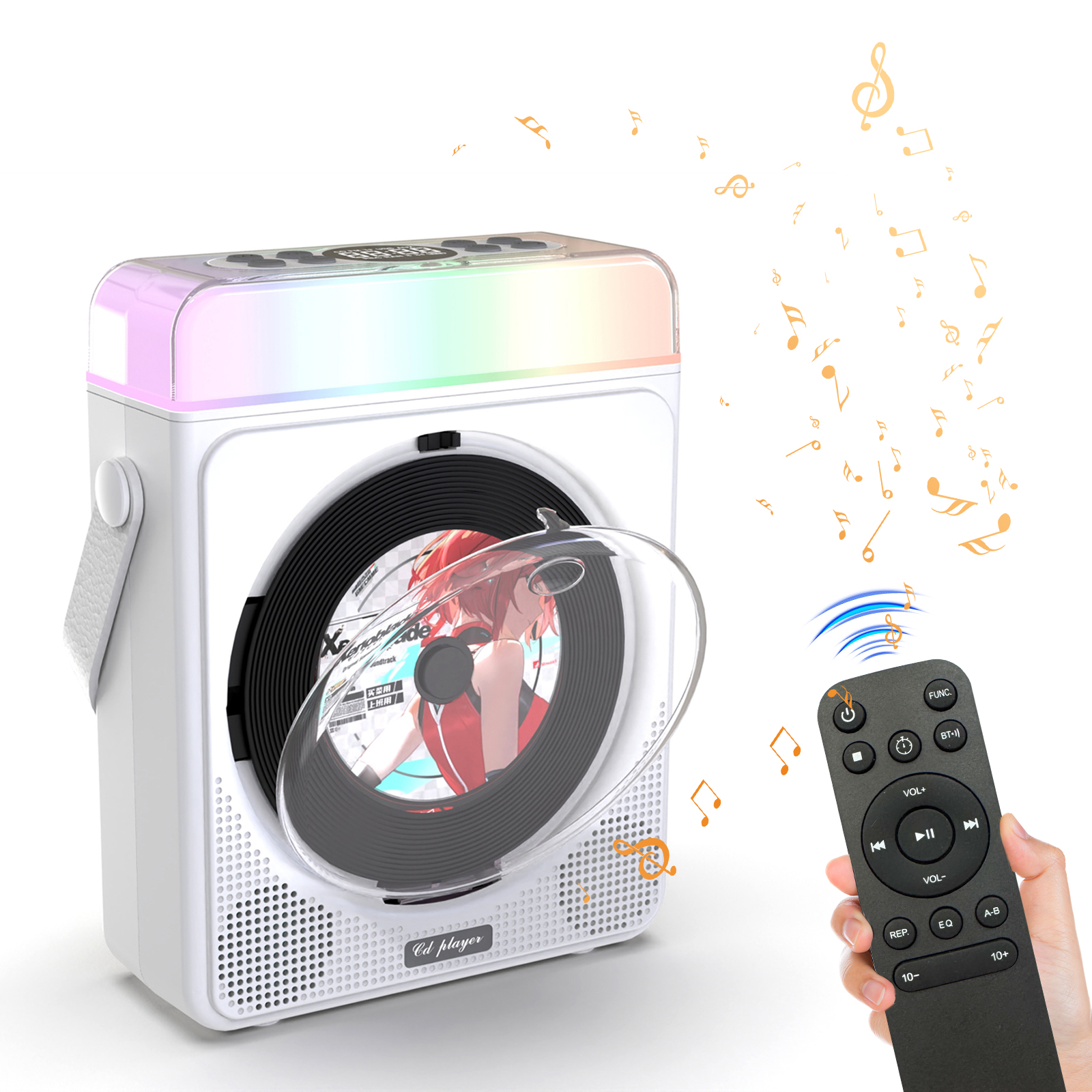 CD Player Portable with Bluetooth, 4000mAh Rechargeable Battery HiFi Sound Speaker