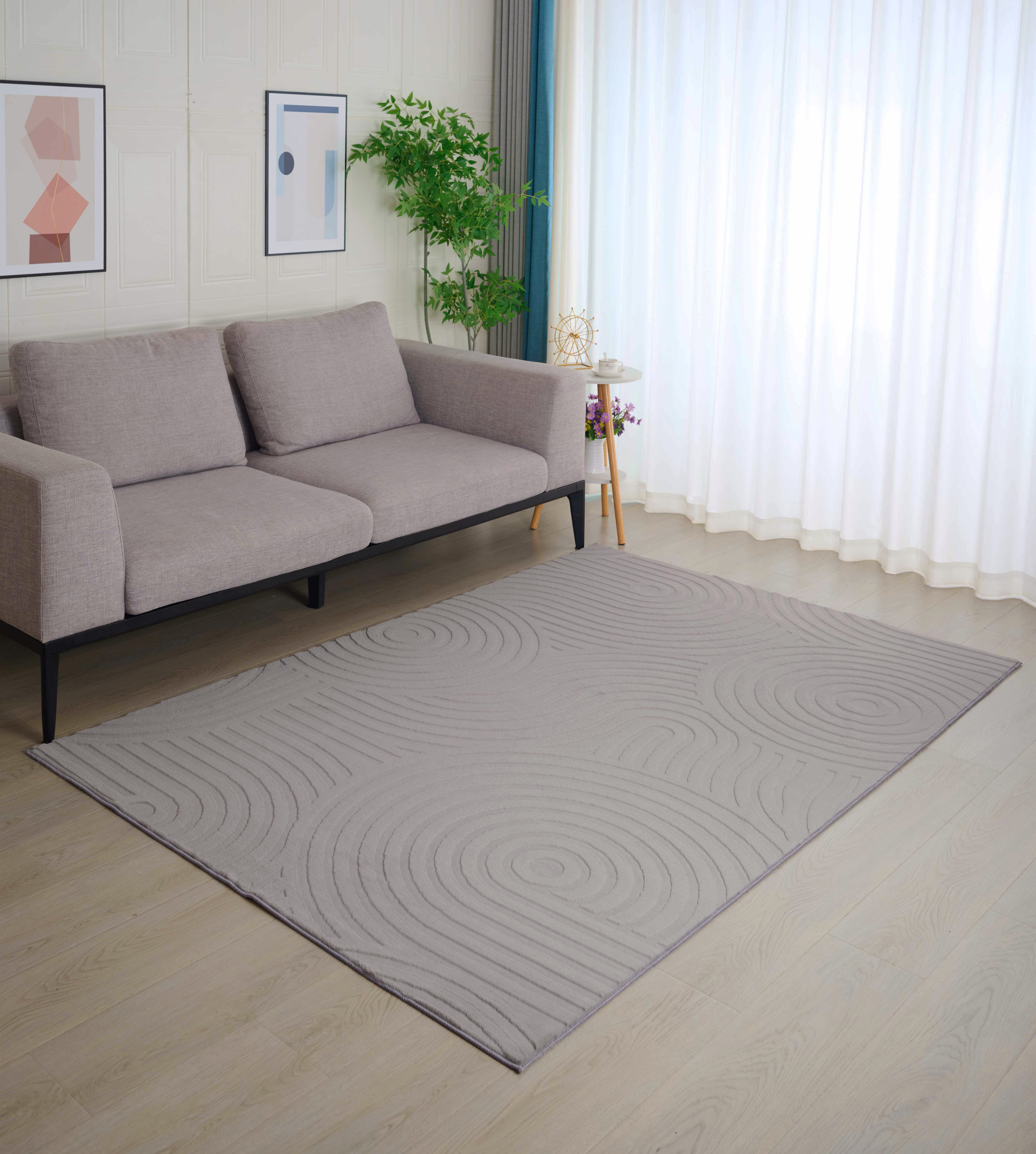 Carved Faux Rabbit Fur Rug
