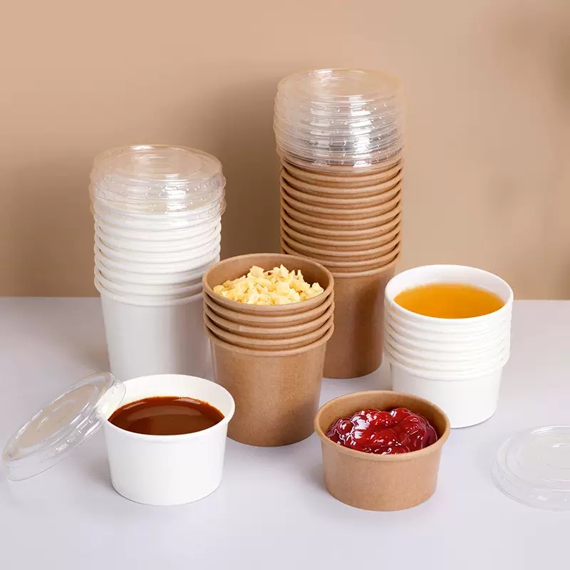 Mini Disposable Cup Sauce Cup Ice Cream Cup with Lid Reusable