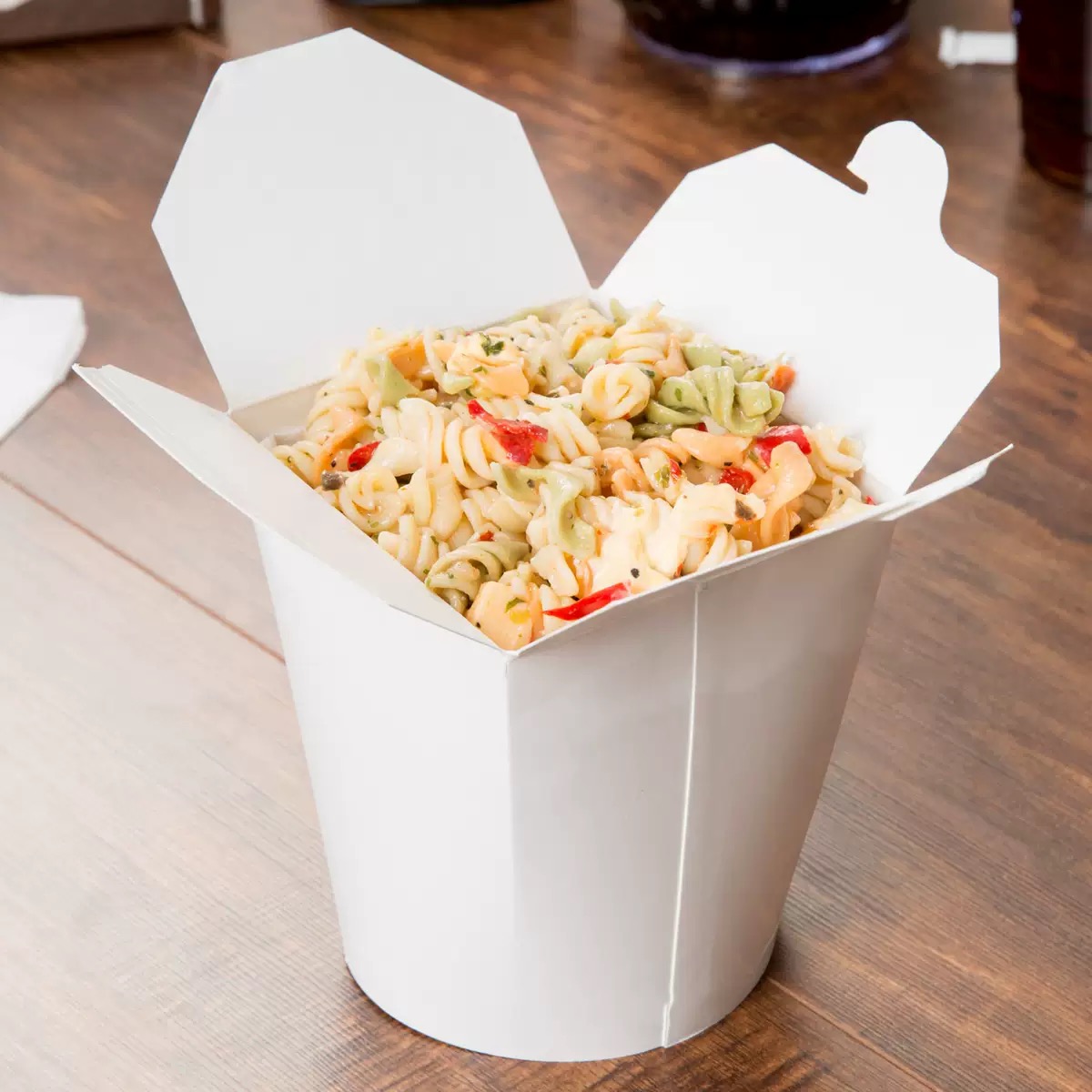 Kraft Paper Take Away Fast Food Packaging Boxes Recycled Material Noodle Box Food Pail