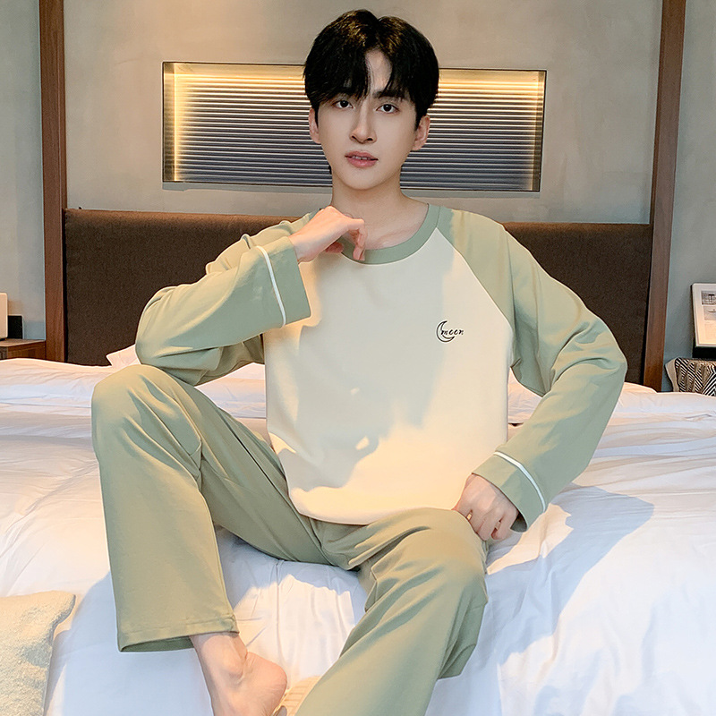 Long sleeved pure cotton autumn men's set casual home clothes