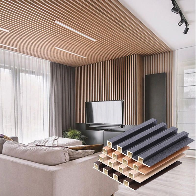 Hanmero WPC Wall Panel Waterproof Eco-Friendly Quick-Install Acoustic Metal-Strip Stone-Wood-Grain