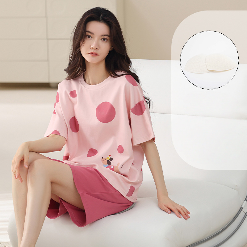 Pure cotton summer women's short sleeved casual suit sweet and wearable home clothes