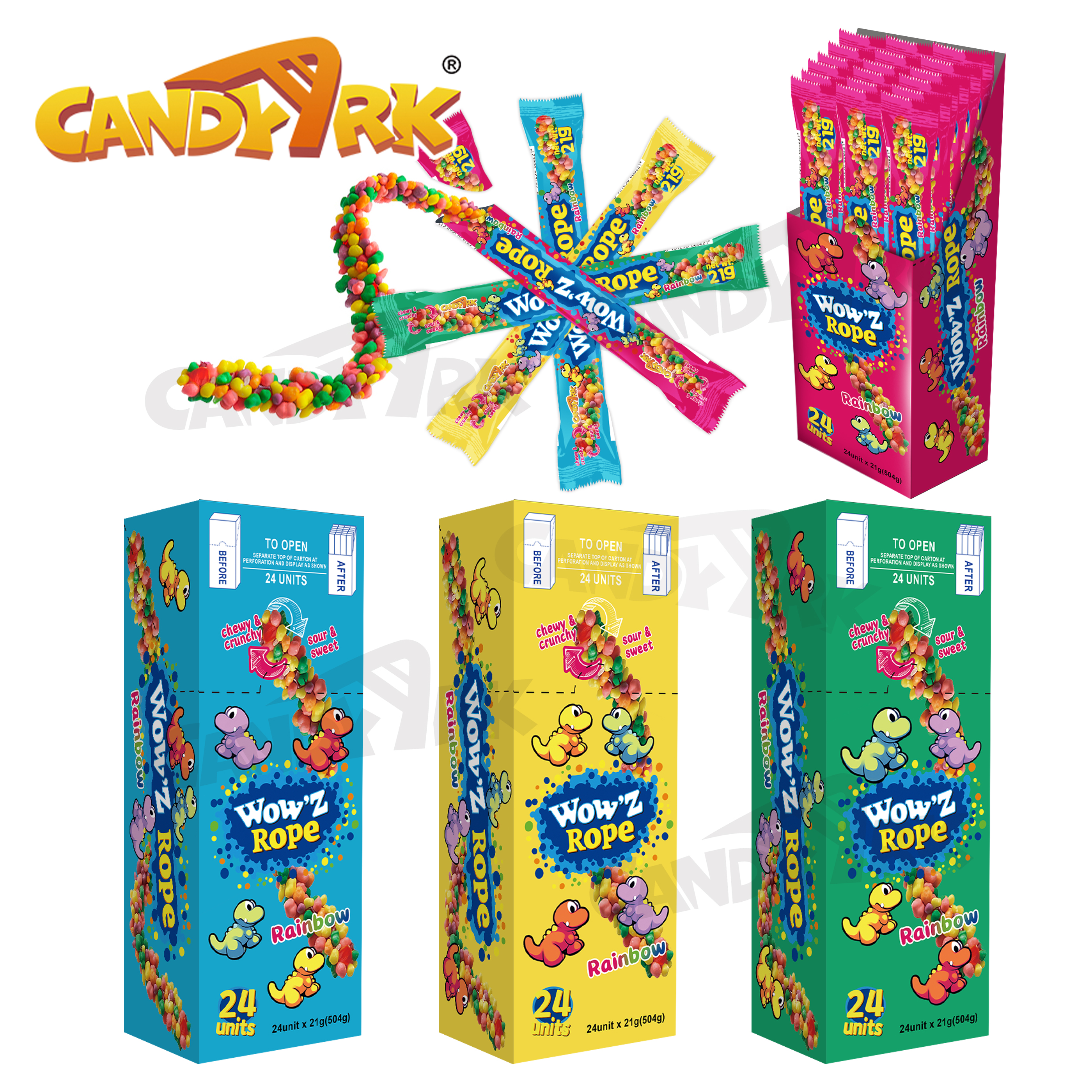 Wowz rope gummy candy factory supply