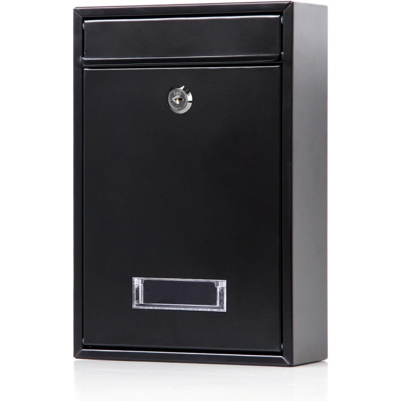 Office wall mounted metal mailbox, black business modern style