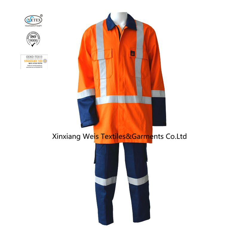 Anti Arc Flash Fire Retardant Suit / Fire Retardant Boiler Suit With Reflective Trim