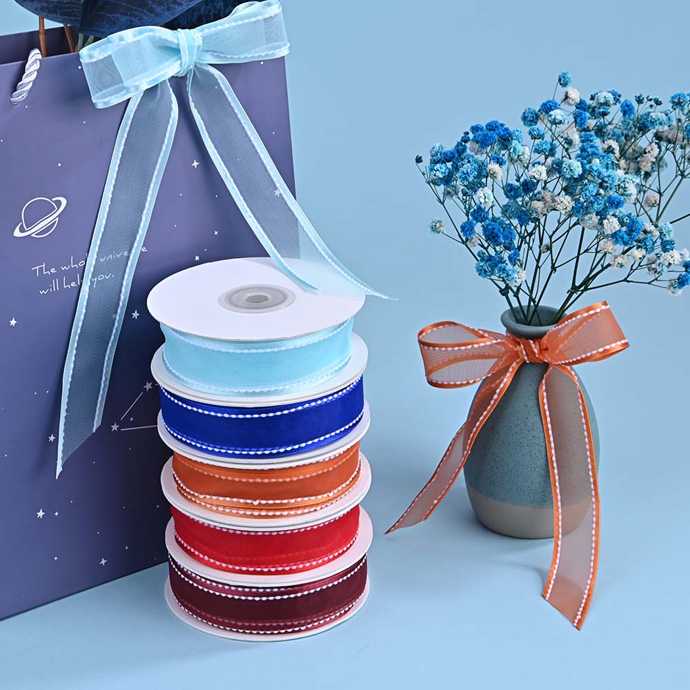 25mm Saddle Stitched Organza/Mesh/Sheer Ribbon