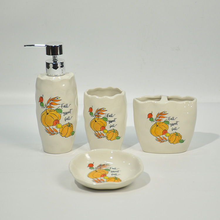 Four-piece decal ceramic bathroom set
