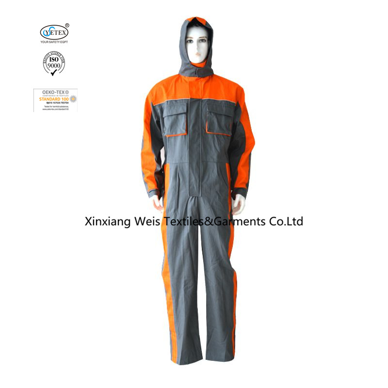 Two Tones Cotton FR Coverall With Hoodie
