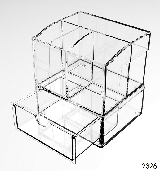Office Clear 100% Acrylic Pencil holder Stationery Storage Organizer Desktop Organizer with Drawer