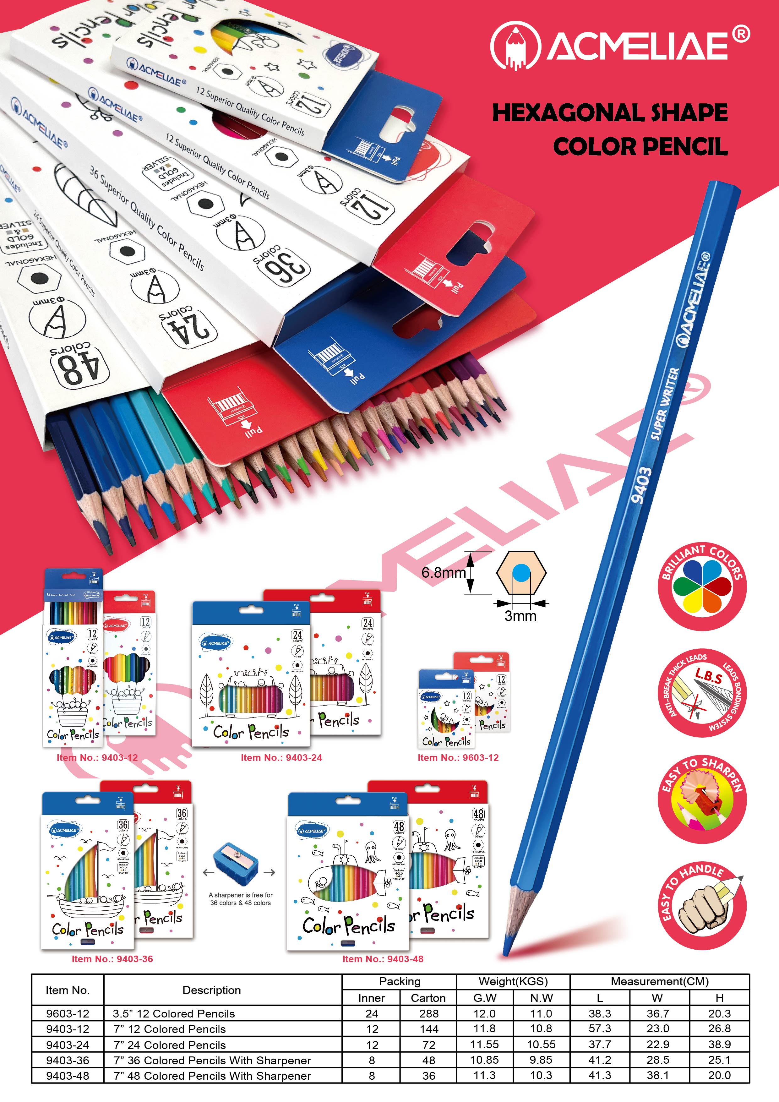 12/24/36/48 Colors Super Quality Color Pencil-Hexagonal(Spot Supply)