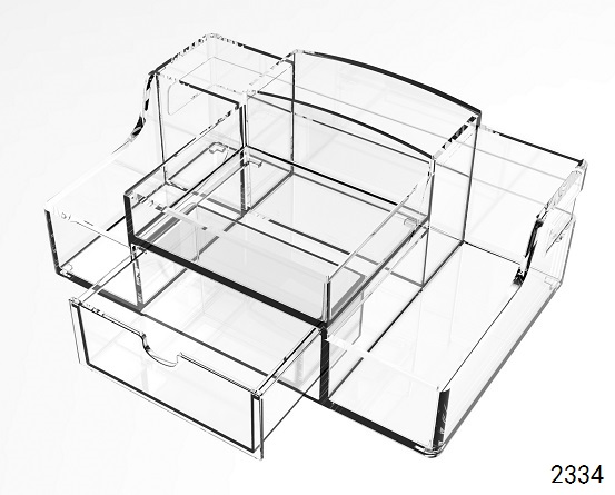 Multi-functional Transparent Acrylic Office statonery organizer tray Desktop Organizer with Drawer