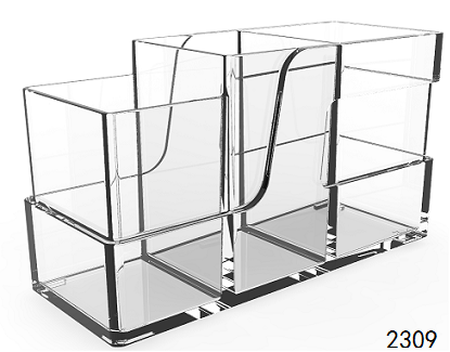 Multi-functional Clear Acrylic Pen holder Pencil Holder Brush holder Trio Square Holder