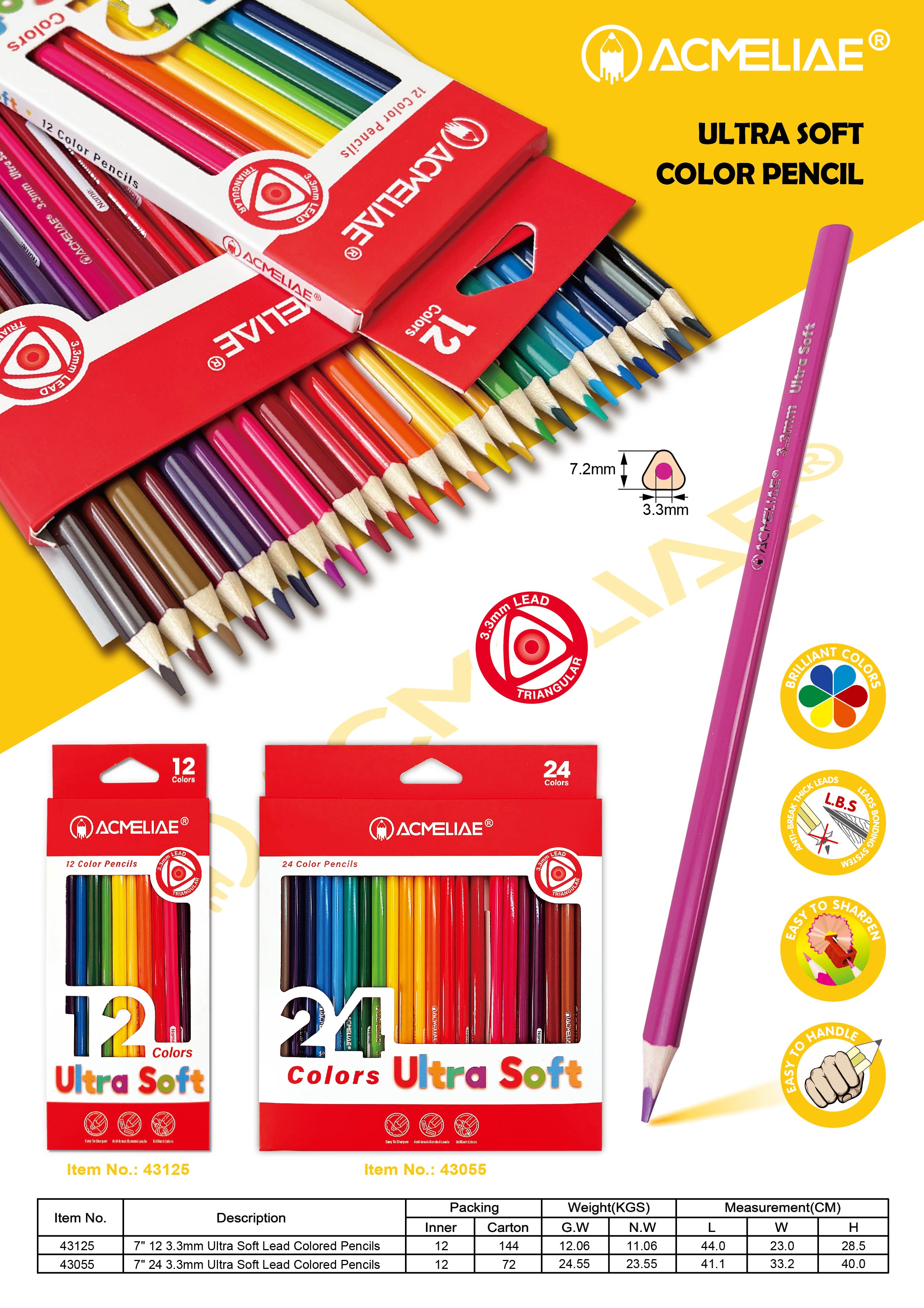 3.3mm super soft color pencil