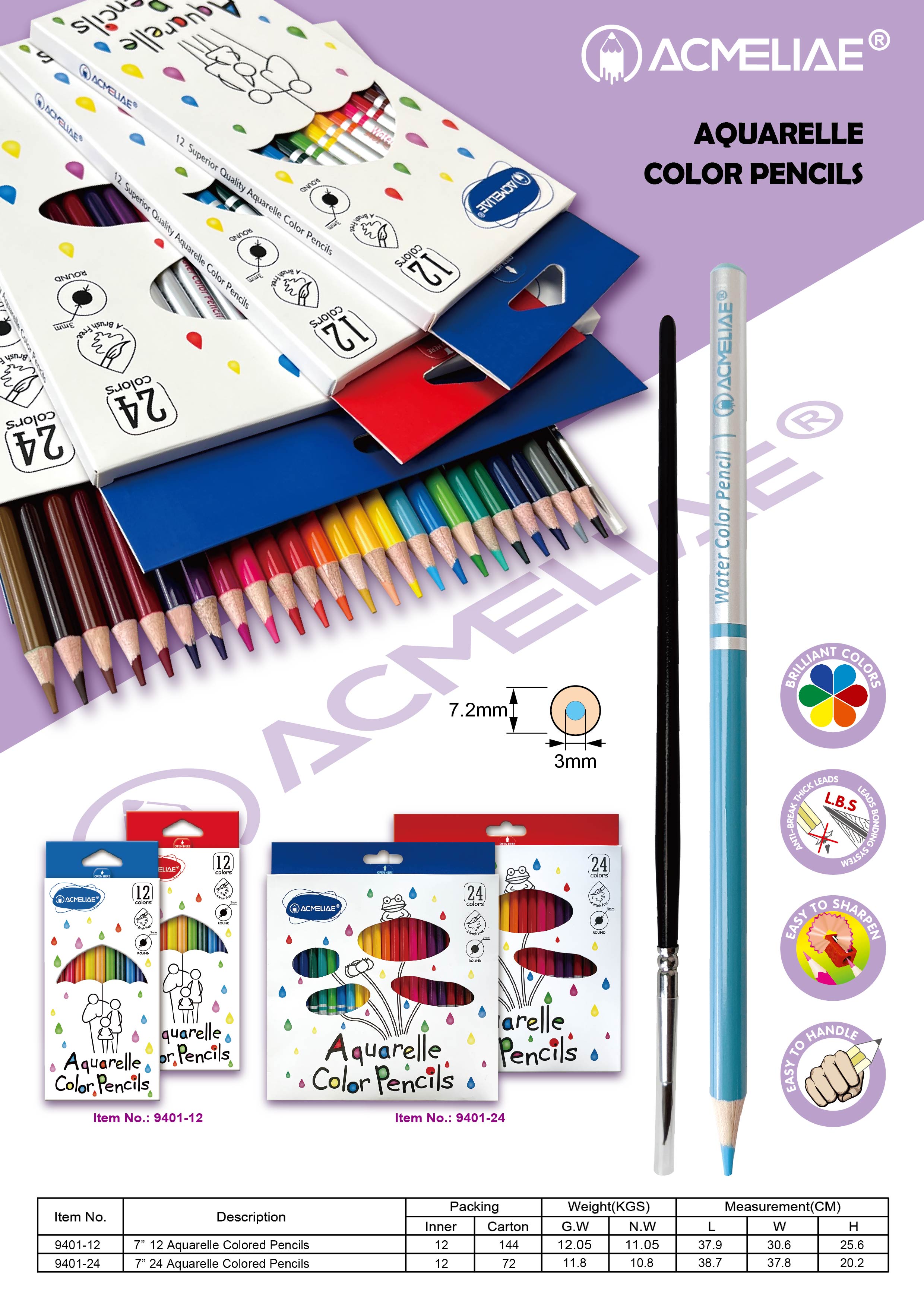 #12/24 C Aquarelle Color Pencil - Round (Spot Supply)