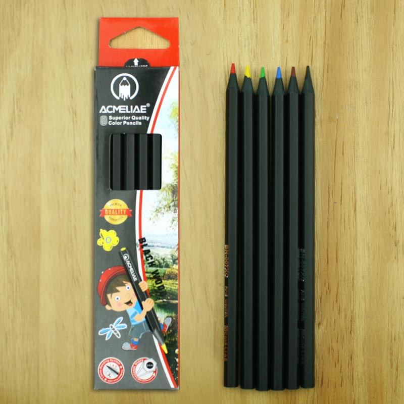 6/12colors Black wood color pencil