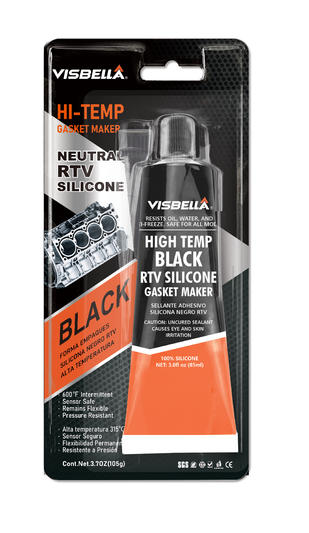 Visbella Factory Outlet High- Temp 105g Aluminum Neutral RTV Silicone Sealant Gasket Maker