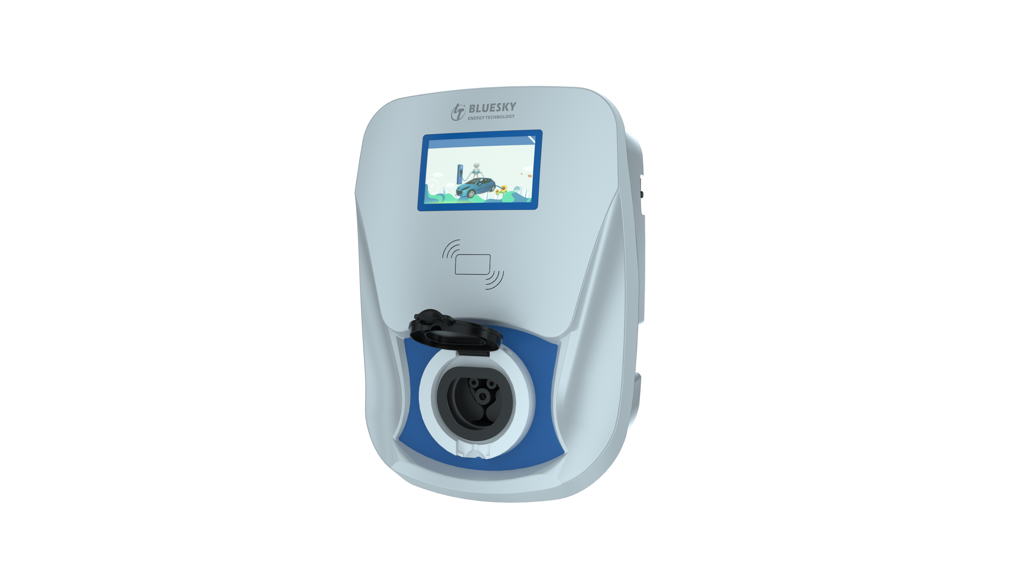 BLUESKY 7kw full moon shape wall mounted AC EV Charger colorful light without screen without ocpp