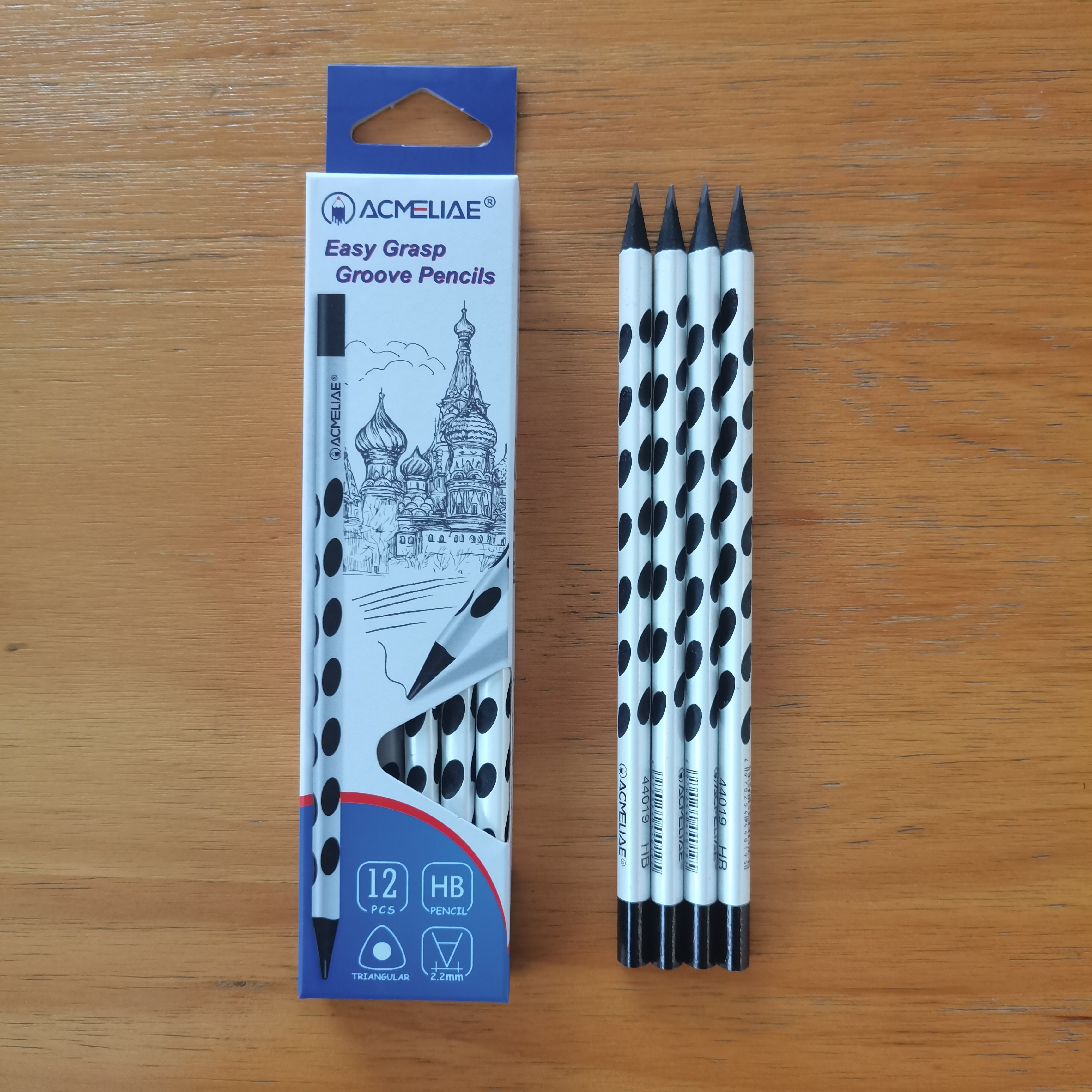 HB Black Wood Pencil with hole and dipped Triangular