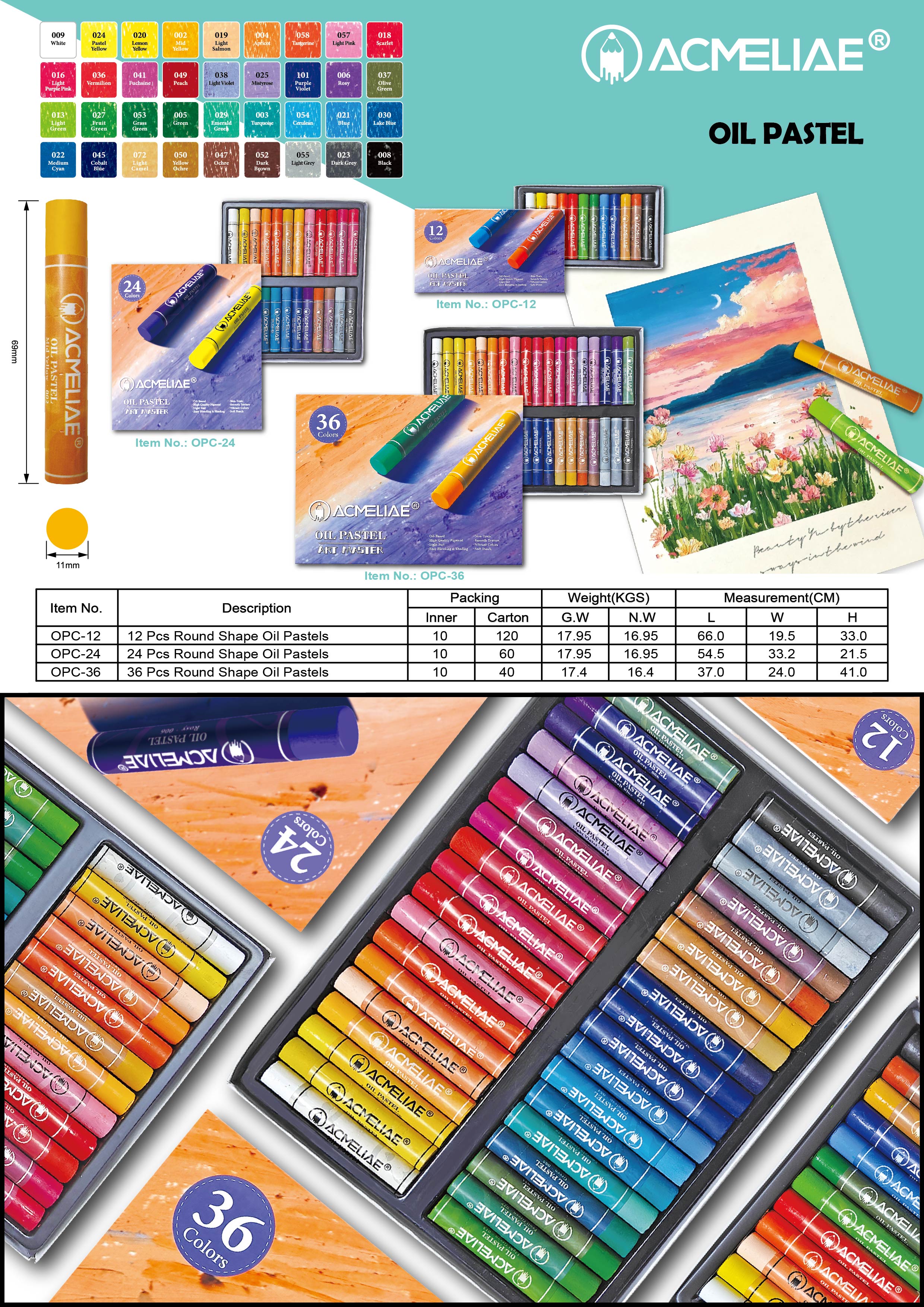 12/24/36 Colors Round Shape Oil Pastels