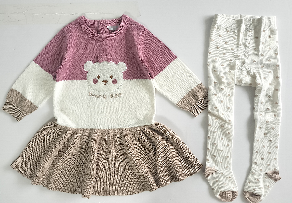 baby girls knitting sweater with stocking