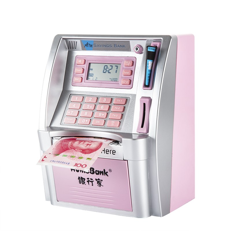 Creative Electronic Automatic Coin-Rolling Password-Protected ATM Piggy Bank