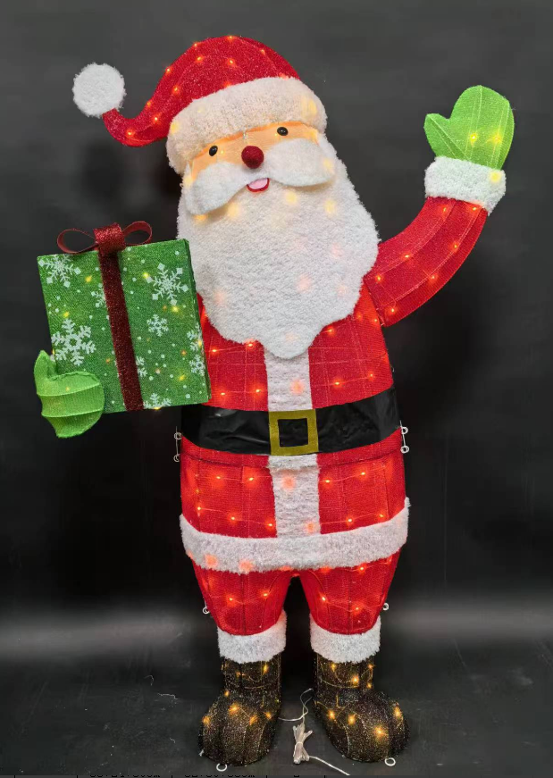 LED metal Santa Claus with gift box