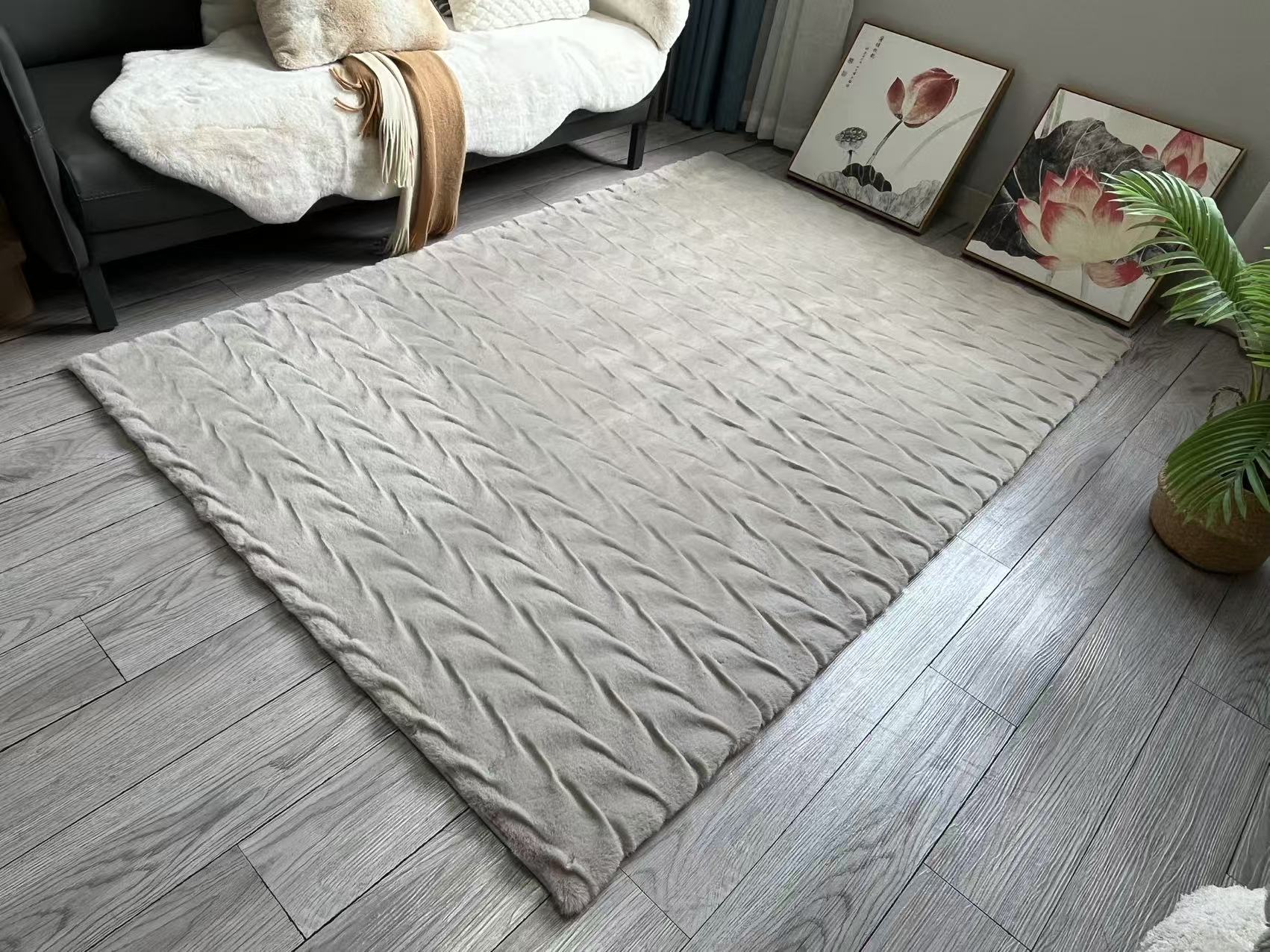 Sculpted Rabbit Fur Rug/Carpet