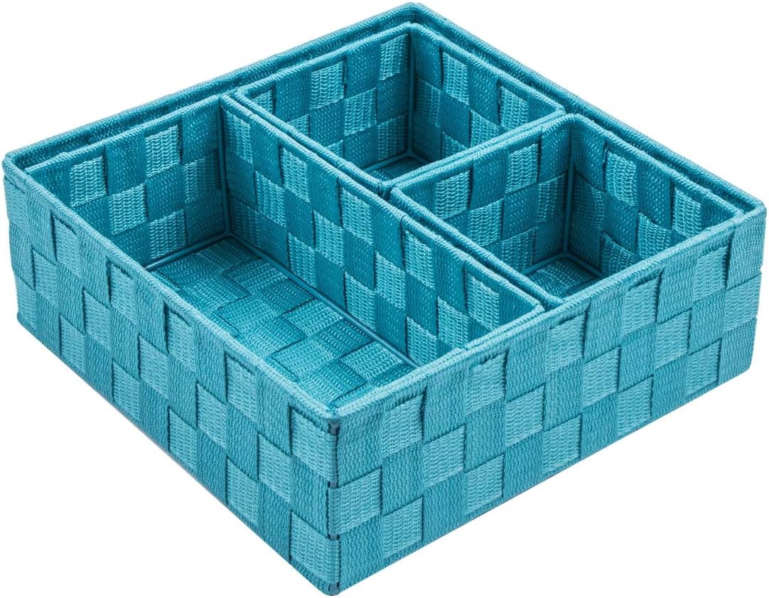 Posprica woven storage basket, small black basket for organizing, cube container.
