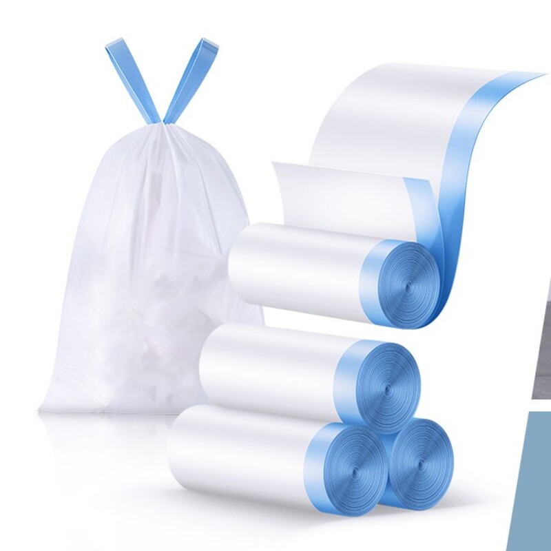 Tear-free drawstring garbage bags