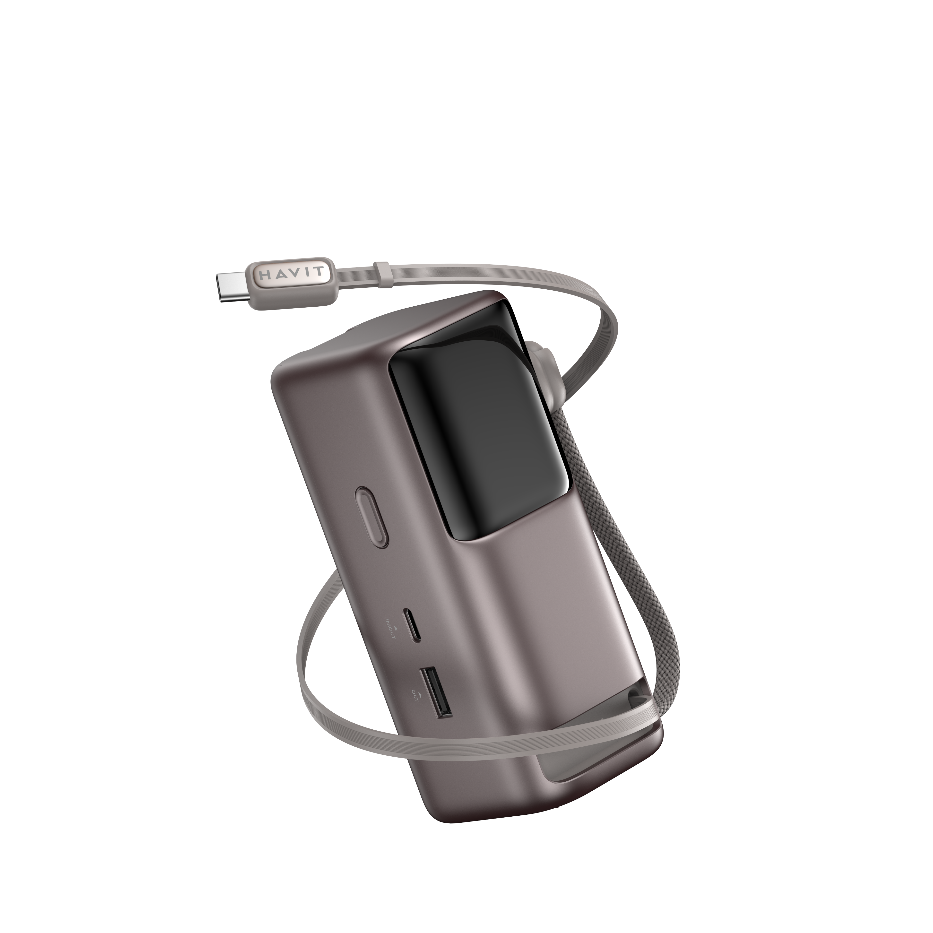 HAVIT PB37 Portable Power Bank 10000mAh 3-in-1 Fast Charging with Smart Display Wall Charger