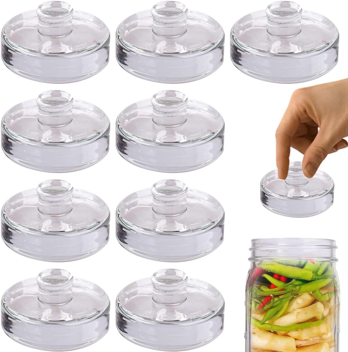 Glass Fermentation Weights Easy Grip Handle Heavy Fermenting Lids Canning Weight Kit for Pickling