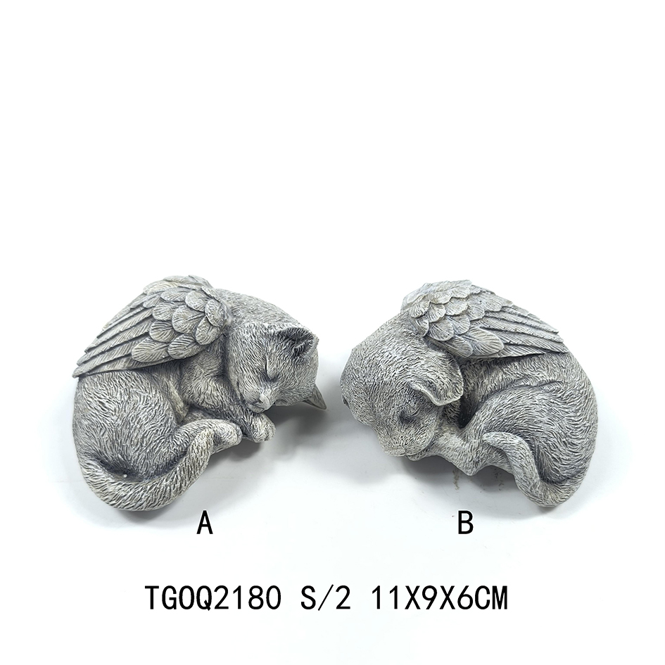 Polyresin grey mouring angels，animals