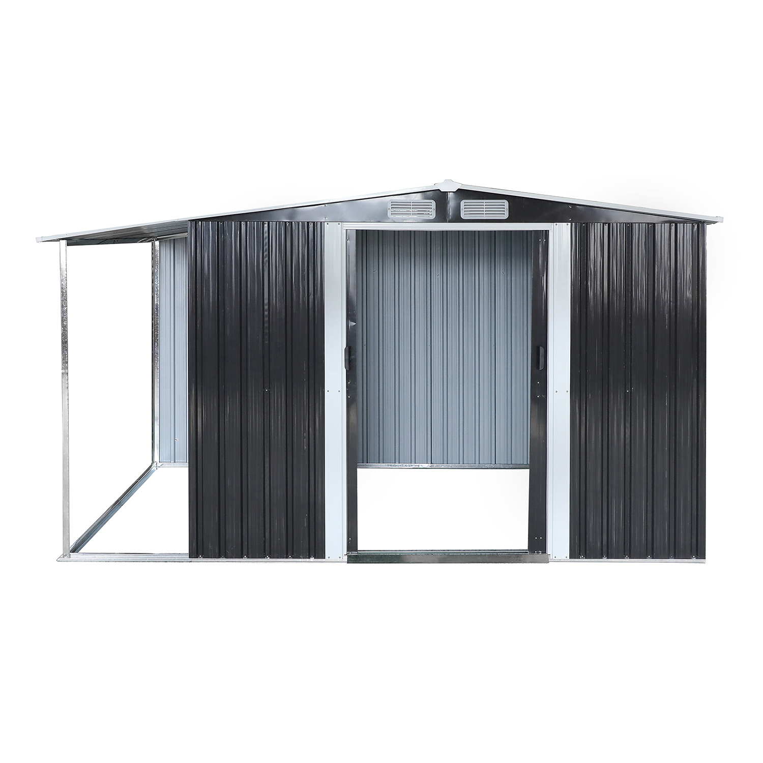 garden shed with wooden storage