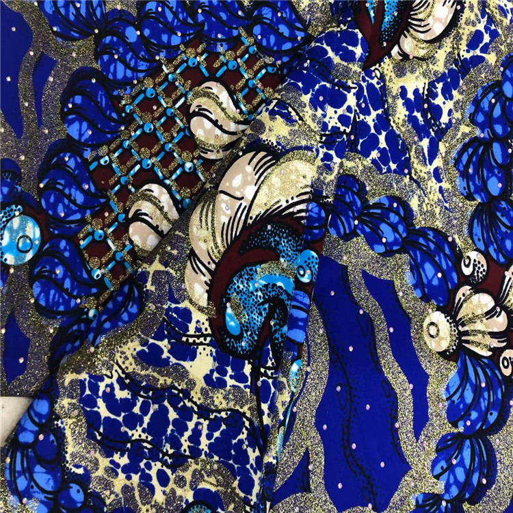 100%cotton with golden and stone wax fabric