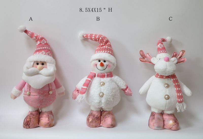Pink Collection Standing Santa Snowman Christmas Decoration