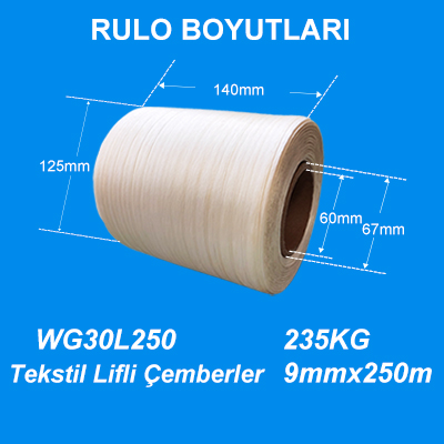 Tekstil Cember Üreticisi WG Hot-Melt Çember ile Geri Dönüşüm ve Ambalajlama Çözümleri WG30L 9mm*250m