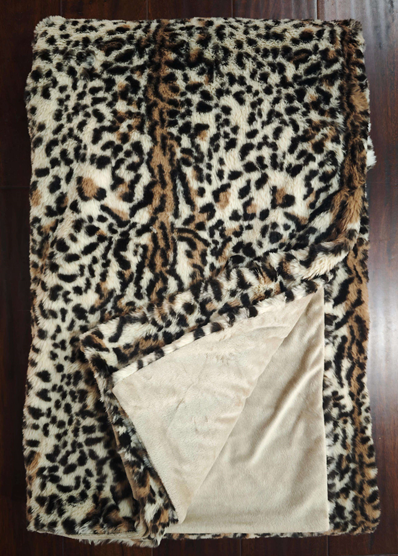 Printed faux fur throw