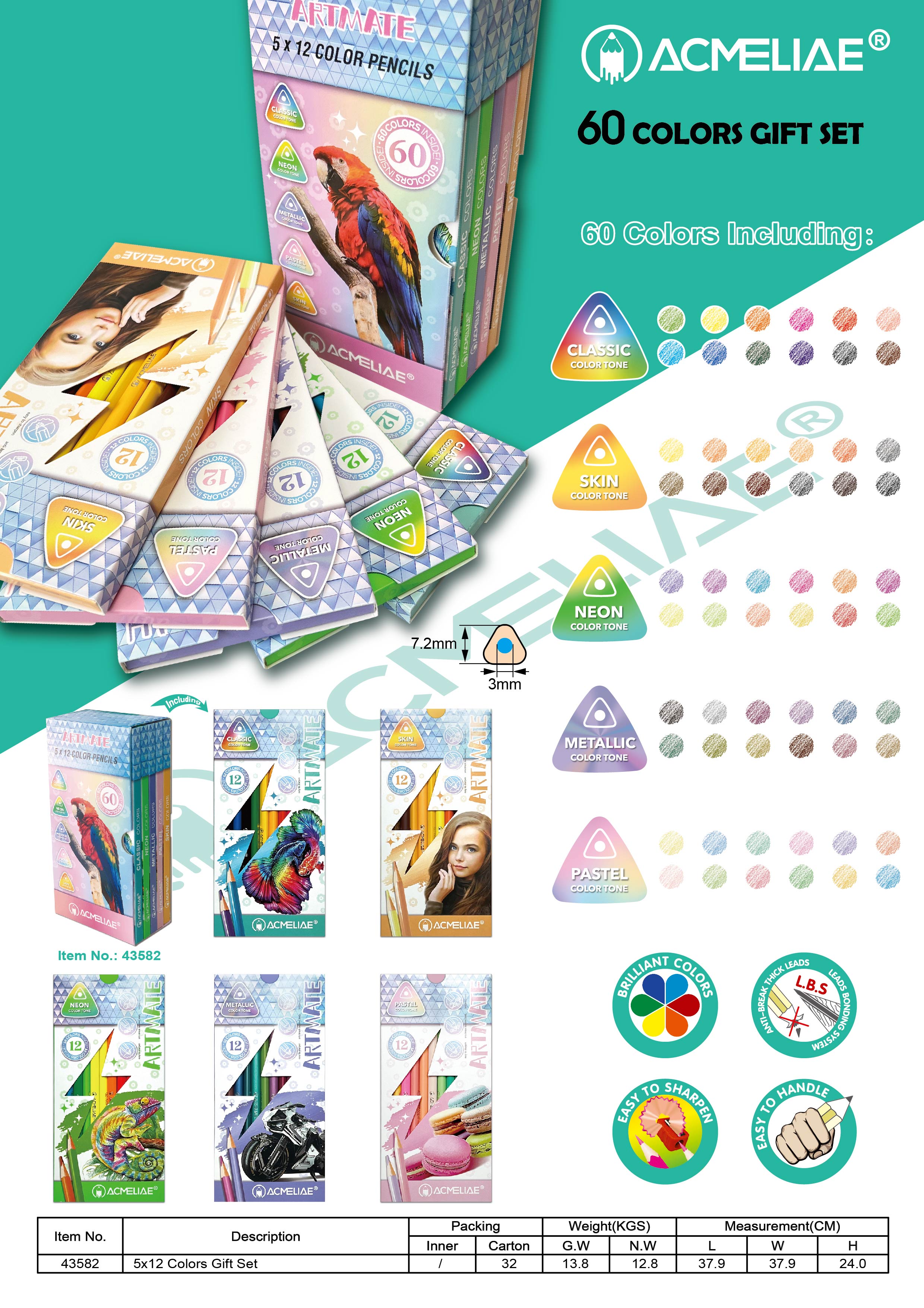 5x12 Color Pencils Set
