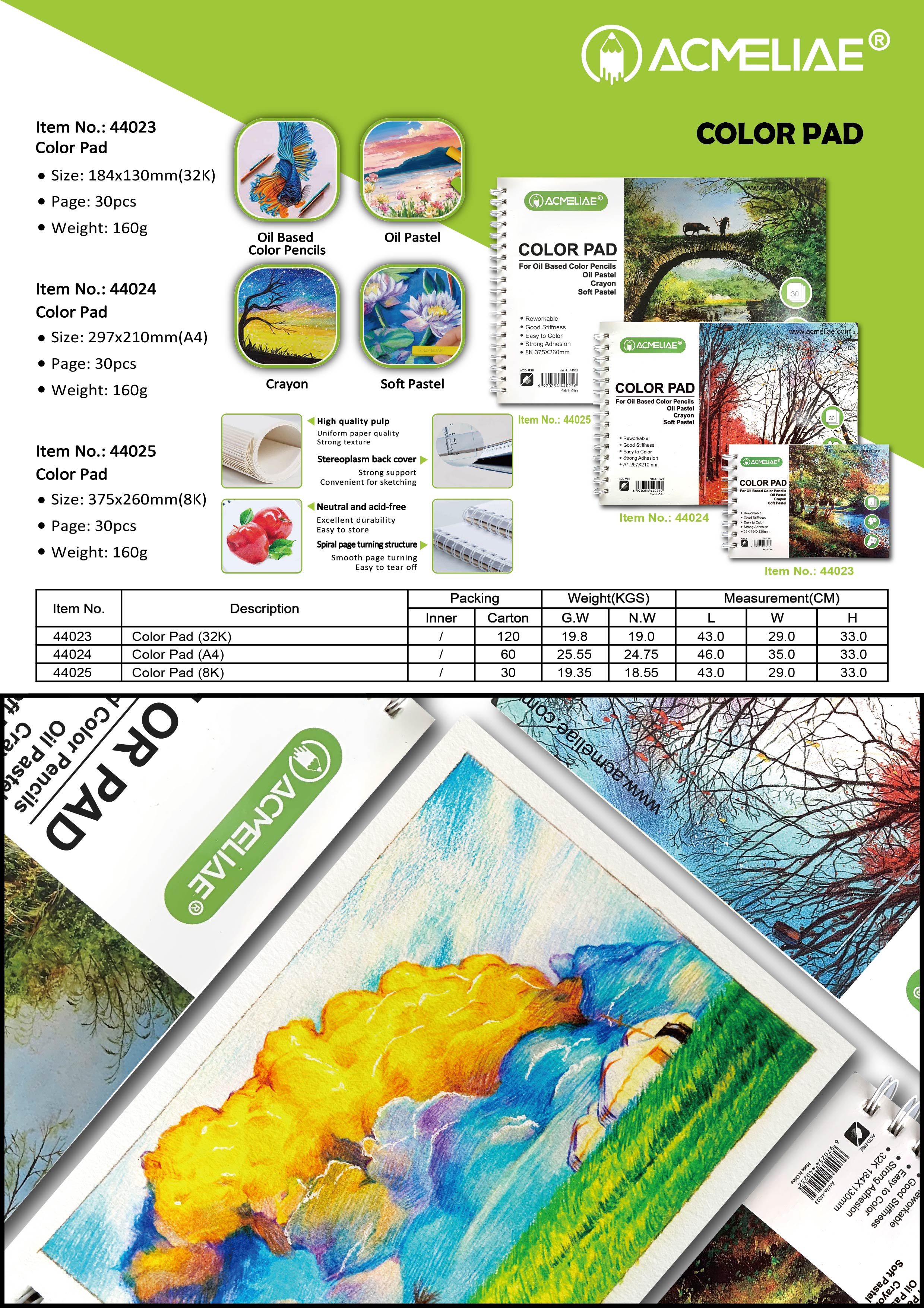 32K A4 8K SIZE COLOR PAD FOR OIL COLOR PENCILs